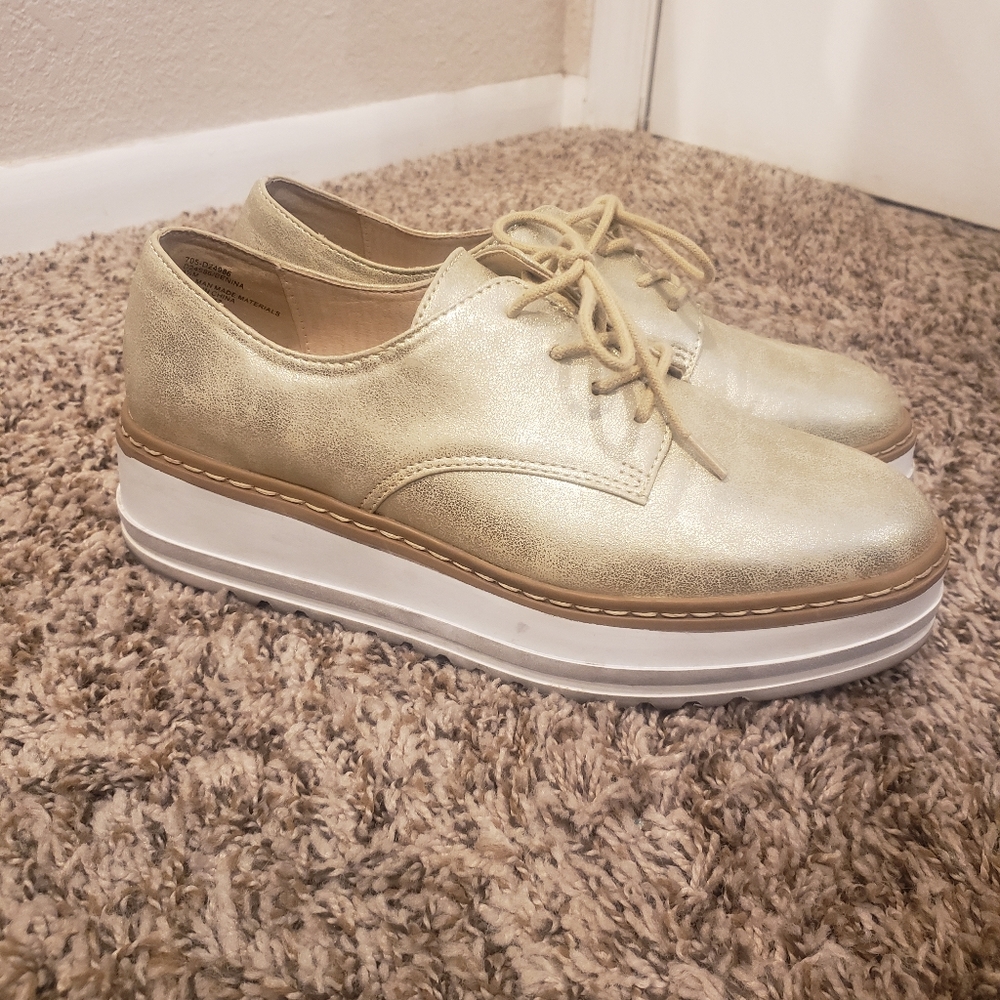 Seven Dials Pale Gold Platform Sneakers